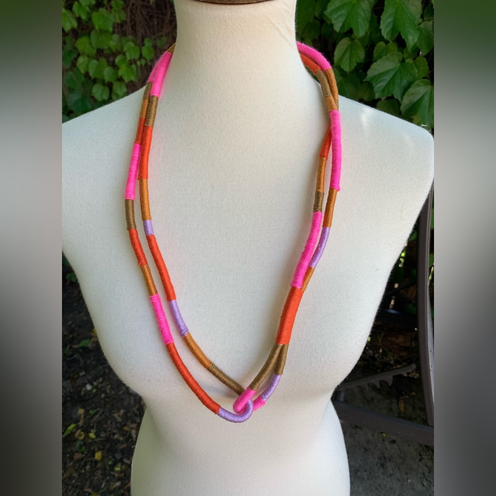 Etsy Magenta Pink Lavender Rust Thread Loop Necklace